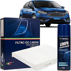 Kit filtro de cabine e higienizador de ar condicionado - Ford Focus 1.6 e 2.0 de 2014 em diante