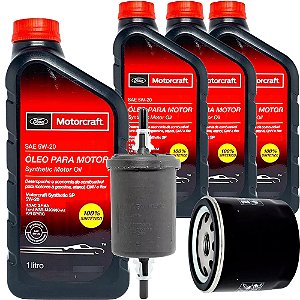 Kit óleo Motorcraft 5W20 e filtros para Ford New Fiesta Ka Focus e Ecosport