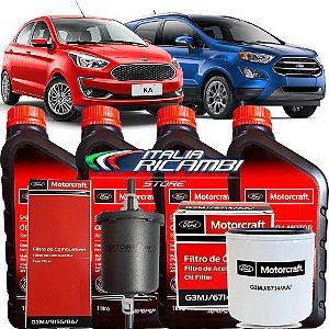 Kit Revisão 30.000 50.000 70.000 90.000 Km Ford Motorcraft 5w20 Ka Ecosport 1.5 3 Cilindros Dragon 2018 2019 2020 2021