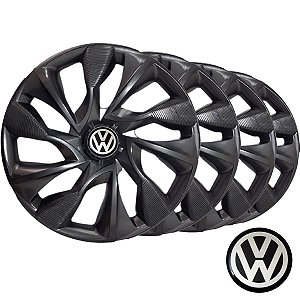 Jogo calotas esportivas Elitte DS4 Graphite aro 13 emblema Vw - Volkswagen Fox Gol Voyage Saveiro Polo Logus - LC301