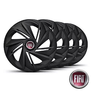 Jogo calotas esportivas Elitte Nitro Fosc Black aro 13 emblema Fiat - Palio Siena Uno Mobi  - LC213