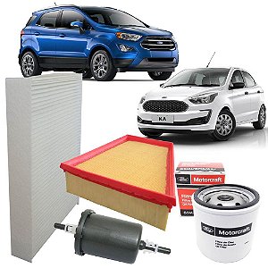 Kit filtros de ar óleo combustível e cabine - Ford Ecosport 1.5 12V e Ka 1.5 12V Dragon - 3 cilindros