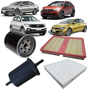 Kit Filtros De Ar Óleo Combustivel Cabine Volkswagen Virtus T-Cross Polo Nivus TSI De 2017 Em Diante