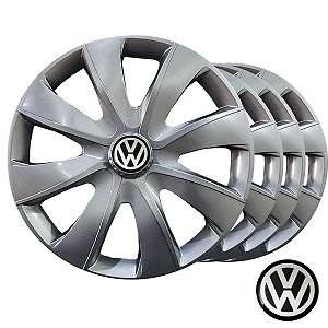 Jogo calota esportiva Elitte Prime Silver aro 13 emblema VW - Gol G3 G4 G5 G6 Saveiro Voyage Parati - LC200