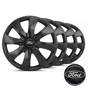 Jogo calota esportiva Elitte Prime Black Fosc Aro 13 Emblema Ford Black - Fiesta Ka Escort Ka Focus - LC203