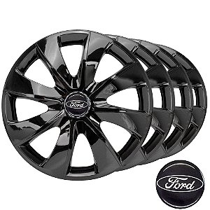 Jogo calota esportiva Elitte Prime Black Aro 13 Emblema Ford Black - Fiesta Ka Escort Ka Focus - LC202