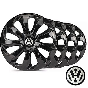 Jogo Calota Esportiva Aro 14 Velox Black Emblema Volkswagen - Gol G3 G4 G5 G6 Fox Up Voyage Saveiro - LC117