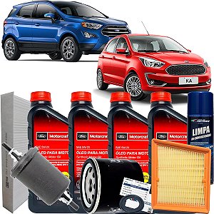 Kit Revisão 5w20 Motorcraft E Filtros De Ar Óleo Combustível Cabine Ford Ka E Ecosport 1.5 12v 3 Cilindros Dragon 2018 2019 2020 2021