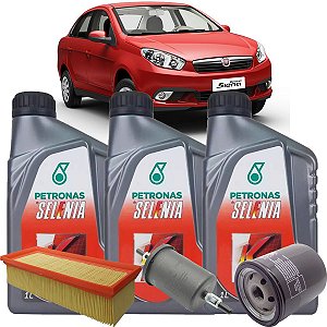 Kit Revisão Troca De Óleo 15W40 E Filtros Fiat Grand Siena 1.4 8V Attractive Flex 2012 2013 2014 2015 2016 2017