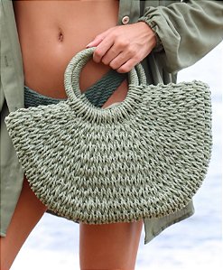 Bolsa de Palha Meia Lua Verde Musgo