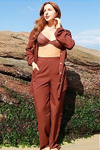 Calça Pantalona Marrom