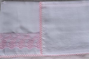 Fralda Estrela C/ Voil 80X80Cm Rosa Bebe