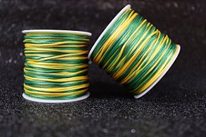Cd001-1Mm-Cordão De Cetim Verde/Amarelo /201