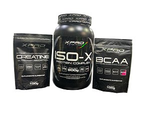 ISO-X PROTEIN 900GR MORANGO + 100G CREATINA + 100G BCAA  -