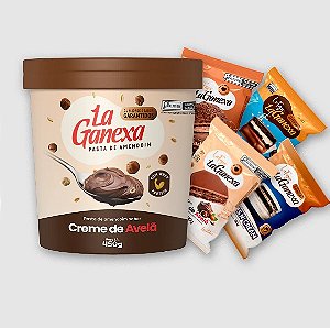PASTA DE AMENDOIM LA GANEXA 450GR  CREME DE AVELÃ + 1 ALFAJOR