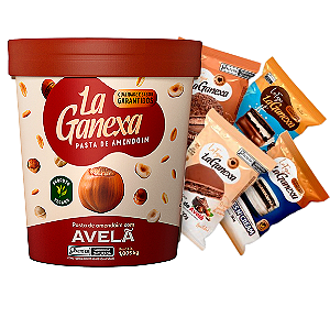 PASTA DE AMENDOIM LA GANEXA 1.005GR  AVELÃ  ZERO LACTOSE + 2 ALFAJOR LA GANEXA