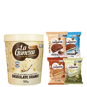 PASTA DE AMENDOIM LA GANEXA 450GR CHOCOLATE BRANCO CROCANTE + 2  ALFAJOR