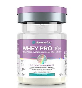 WHEY PRO 40+ Whey 100% Não Desnaturado 450g  Neutro