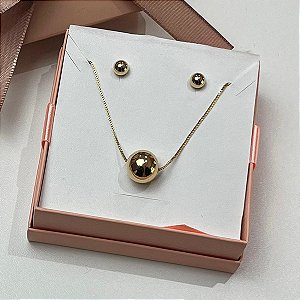 Conjunto Bola - Dourado - Semijoia