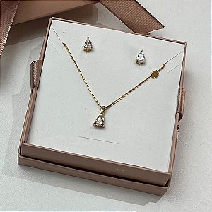 Conjunto Ponto de Luz - Dourado - Semijoia