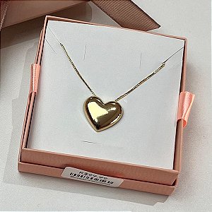 Colar Luxo Gold Coração Liso - Dourado - Semijoia