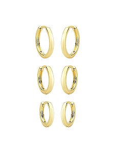 MIX DE BRINCOS ARGOLA REDONDA LISA | BANHADO A OURO
