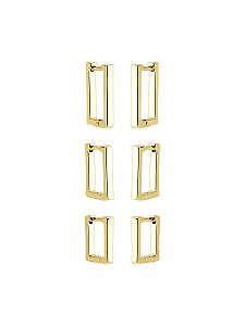 MIX DE BRINCOS ARGOLA QUADRADA | BANHADO A OURO