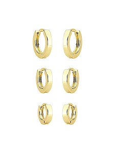 MIX DE BRINCOS ARGOLA LISA | BANHADO A OURO