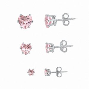 TRIO DE CORACAO ROSA | BANHO DE PRATA