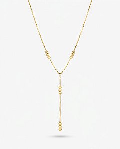 COLAR GRAVATINHA VENEZIANA COM BOLINHA DIAMANTADA | BANHADO A OURO