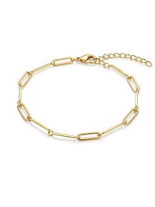 PULSEIRA DE ELOS RETANGULARES E PALITOS | BANHADO A OURO