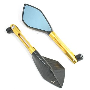Retrovisor Moto Naked Trapézio Twins (Red Dragon) Universal Dourado