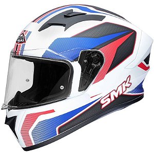 Capacete SMK Stellar Dynamo Branco/Azul/Vermelho - Tamanho 62