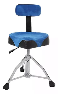 Banco P/Bateria Selim C/Encosto 23.4 Azul Camurça Spanking