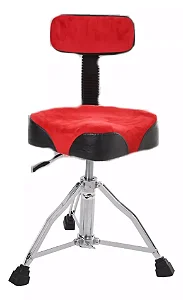 Banco P/Bateria Selim C/Encosto 23.4 Vermelho Camurça Spanking
