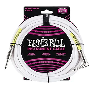Cabo Ernie Ball P10 Reto/L com 6 mts Branco Blindado P 06047
