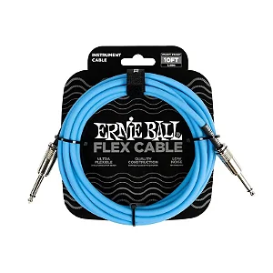 Cabo Ernie Ball Flex P10 Reto/Reto com 3 mts Azul P 06412