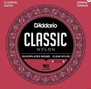 Encordoamento P/ Violão Nylon D'Addario Ej 27 N Médio Tensão Media