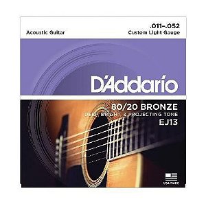 Encordoamento para Violão de Aço D'addario Ej 13 0.11 80/20