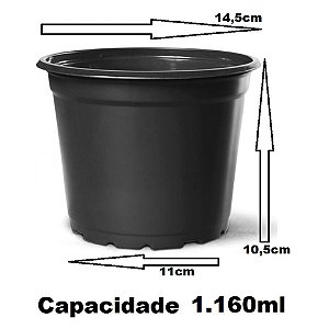 Vasos Pote 15 de 1.160ml Preto Flexível - Mudas Rosa do Deserto Suculentas Cactos