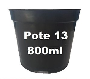 Vaso Plástico Pote 13 de 800ml Preto - Suculentas, Mudas de Rosa do Deserto Etc.
