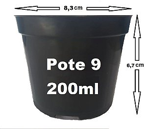 Vaso Plástico Pote 9 de 200ml Preto - Lembrancinhas, Suculentas e Rosa do Deserto