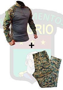 CONJUNTO OSÓRIO - COMBAT SHIRT E CALÇA - USMC - Peito Verde
