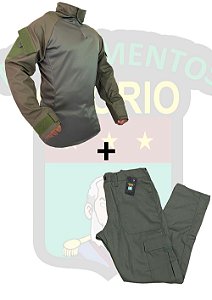CONJUNTO OSÓRIO - COMBAT SHIRT E CALÇA - VERDE OLIVA