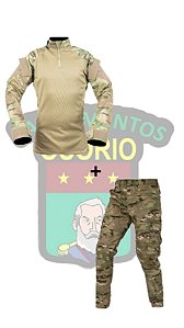 CONJUNTO OSÓRIO - COMBAT SHIRT E CALÇA - MULTICAM - Peito  Tan