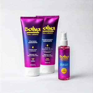 Shampoo e Condicionador 240ml + Máscara Líquida Hidratante Salva Meu Cabelo! 100ml