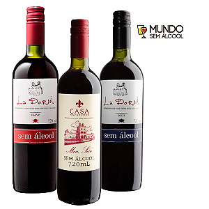 Kit de Vinhos  La Dorni Um de Cada Sem Álcool - 1 Tinto Suave + 1 Tinto Meio Seco + 1 Tinto Seco - 3 Unidades - Brasil