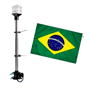 MASTRO ARTICULADO LUZ LED DE ALCANÇADO C/ STROBO E BANDEIRA ARIELTEK (PRETO)