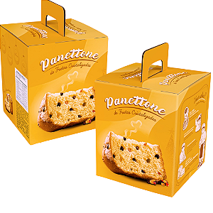 PD90 - Caixa para Panetone Frutas 500g Natalina com Alca - 50 Unidades