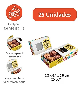 PD122G - 25 unidades - Embalagem para 6 brigadeiros com berço - Que tal um docinho hoje ?